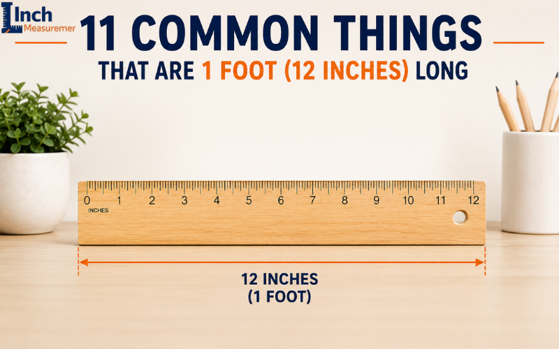 1 foot measurement shown with a standard 12-inch ruler and size comparison