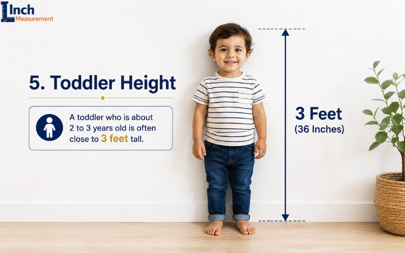 Toddler standing at about 3 feet tall