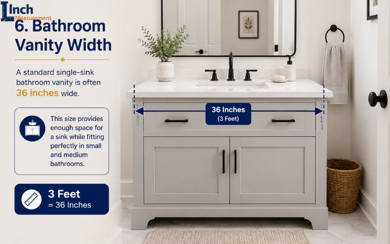 Bathroom vanity measuring 36 inches wide
