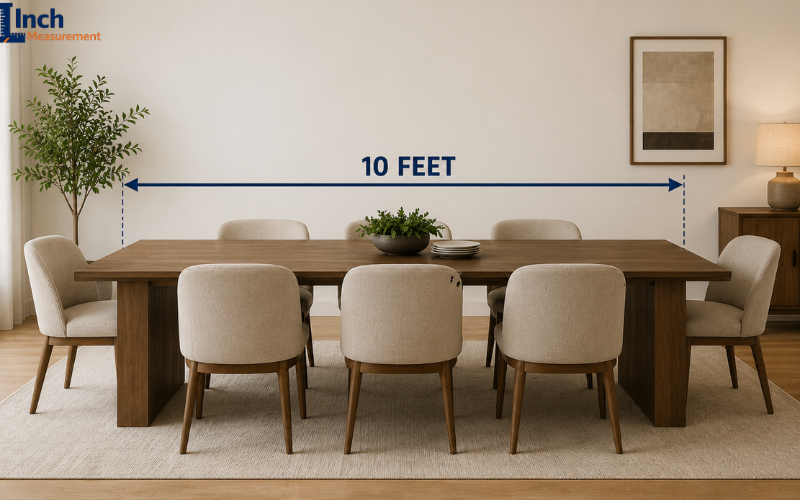 Large dining table measuring 10 feet long