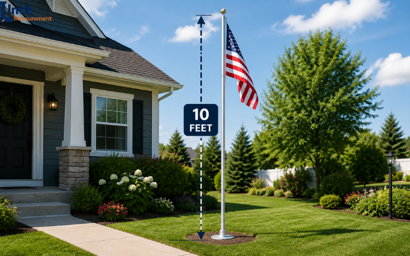 Small residential flagpole measuring 10 feet tall