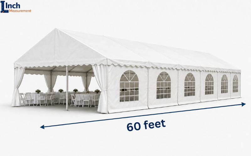 Large outdoor event tent measuring 60 feet