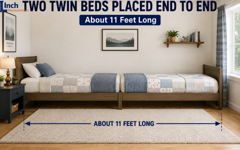 Two twin beds placed end to end about 11 feet long