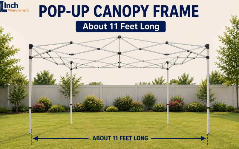 Pop-up canopy frame about 11 feet wide